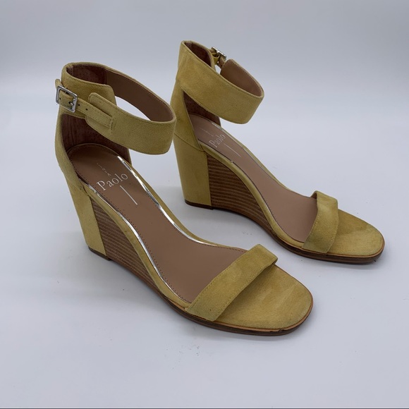 Linea Paolo‎ Elodie Wedge Yellow Suede Sandal - Picture 1 of 7